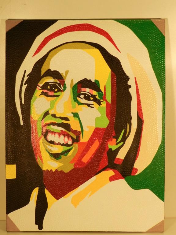 Bob Marley particolare lavorazione su tela<br>H 80 X L 60<br>100,00 CHF