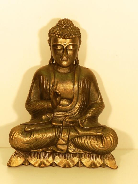 Statua Buddha in legno dipinto<br>H 40<br>120,00 CHF
