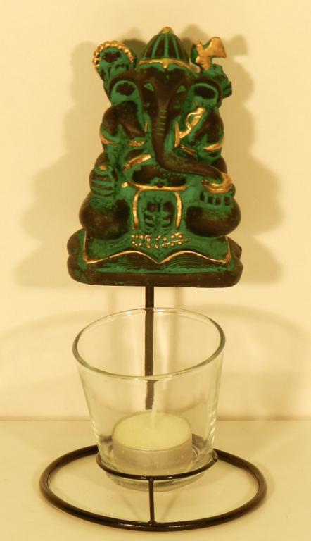 Ganesh con porta-candelina in vetro<br>H 20 X L 8<br>18,00 CHF